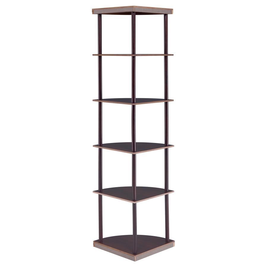 Bonwick - 5-Shelf Corner Bookshelf - Cappuccino