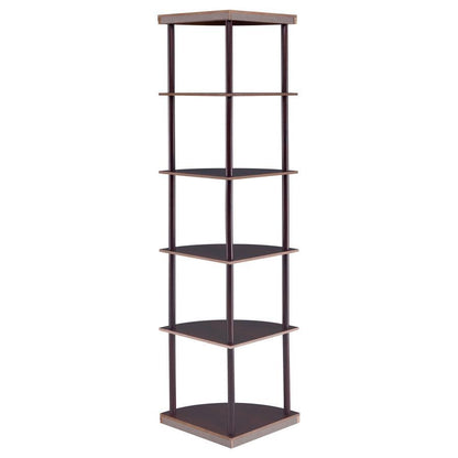 Bonwick - 5-Shelf Corner Bookshelf - Cappuccino