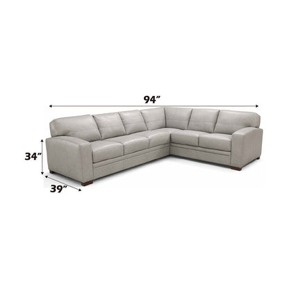 Goma - Sectional Sofa With Sleeper - Light Gray Top Grain Leather