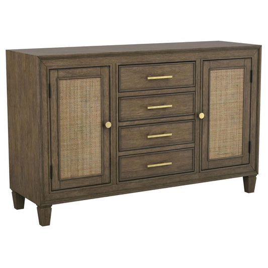 Matisse - 4-Drawer Dining Sideboard Buffet Cabinet With Rattan Cabinet Doors - Brown