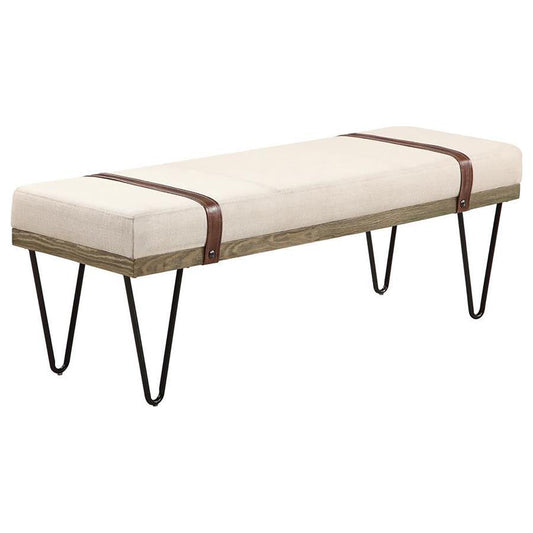 Austin - Upholstered Bench - Beige And Black