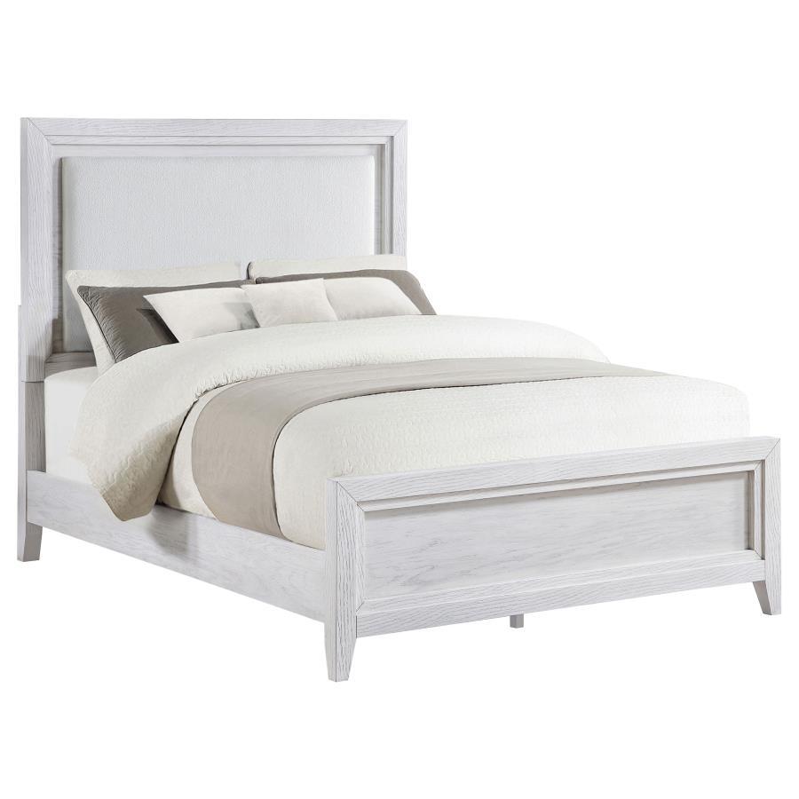 Marielle - California King Headboard Panel Bed - Distressed White
