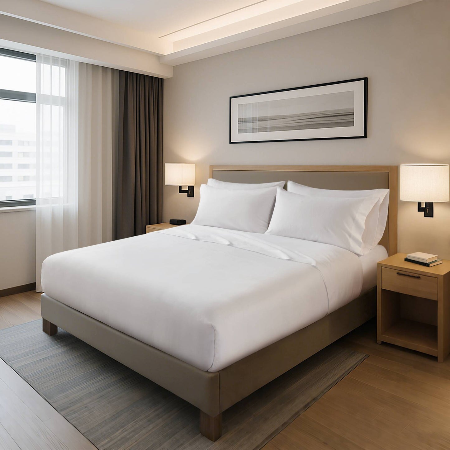 Plain Weave - King Essential Microfiber Sheet Set - Bright White