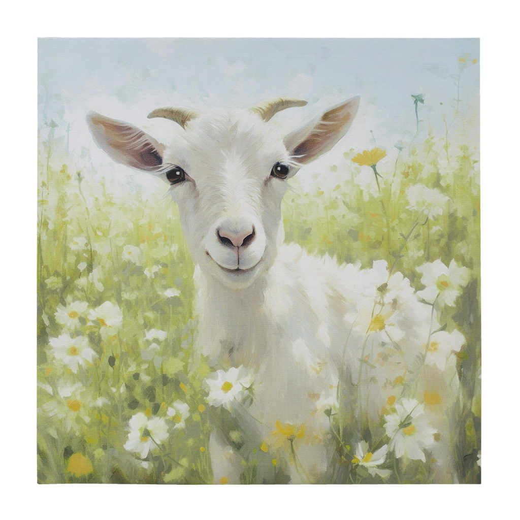 Sunshine Animals - Goat Canvas Wall Art - Green Multi