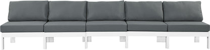 Nizuc - Outdoor Patio Modular Sofa 5 Seats - Grey - Metal - Modern & Contemporary