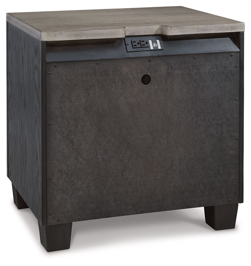 Foyland - Black / Brown - Two Drawer Night Stand