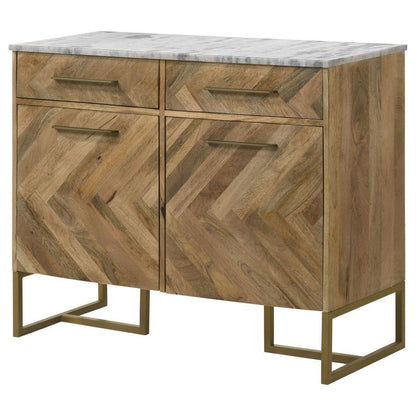 Keaton - Marble Top Herringbone Accent Cabinet