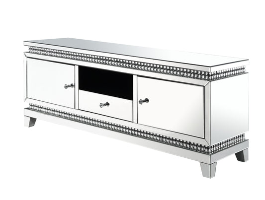 Lotus - TV Stand - Mirrored & Faux Crystals