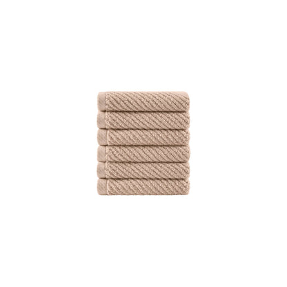 Diagonal Ribbed - 6 Piece Washcloths Set - Beige