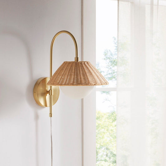 Laguna - Rattan Weave Wall Sconce - Gold