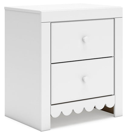 Mollviney - White - Two Drawer Night Stand