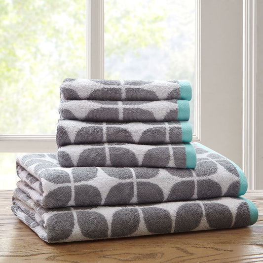 Lita - 6 Piece Jacquard Towel Set - Gray