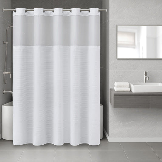 Plain Weave - Luxury Shower Curtain Waffle - White