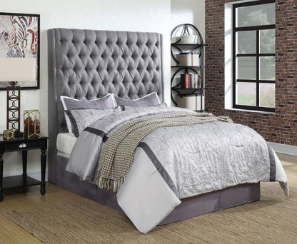 Camille - Upholstered Eastern King Panel Headboard - Gray