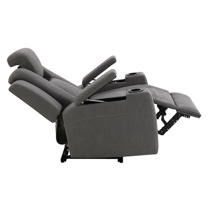 Leuco - Power Motion Recliner With Cup Holder, Control, LED & Power Headrest - Gray