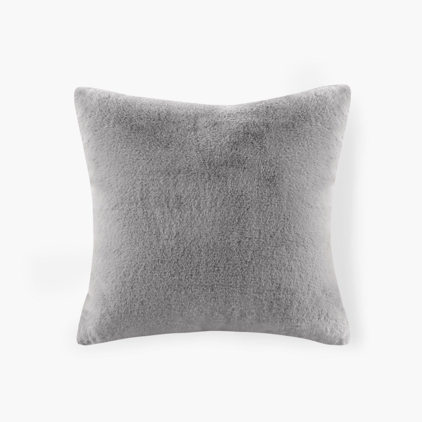 Sable - Solid Faux Fur Square Decor Pillow - Grey