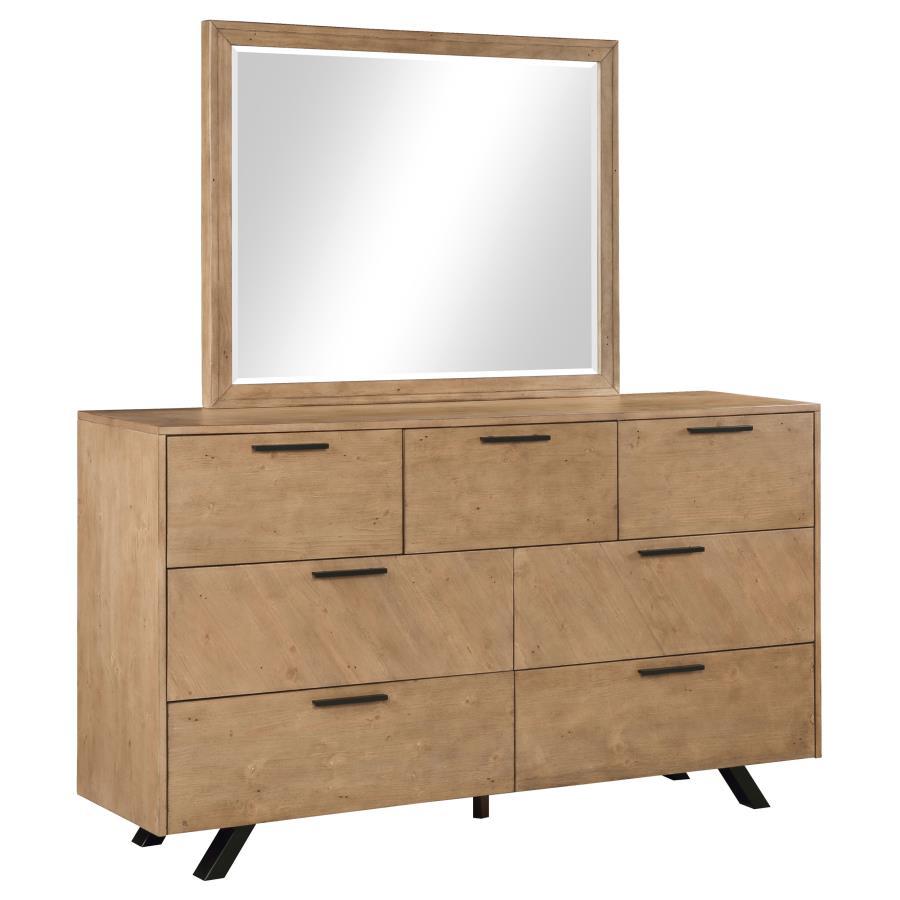 Taylor - 7-Drawer Dresser With Mirror - Light Honey Brown