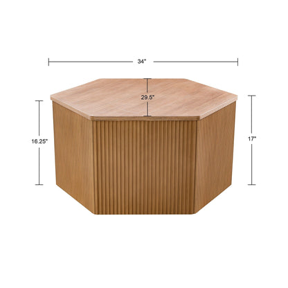 Honey - Fluted Hexagon Coffee Table - Natural