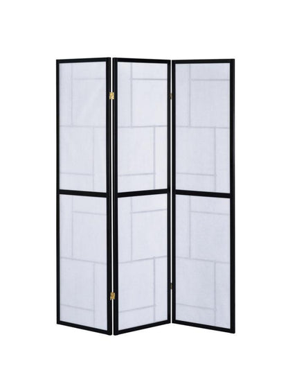 Damis - 3-Panel Room Divider Folding Shoji Screen - Black