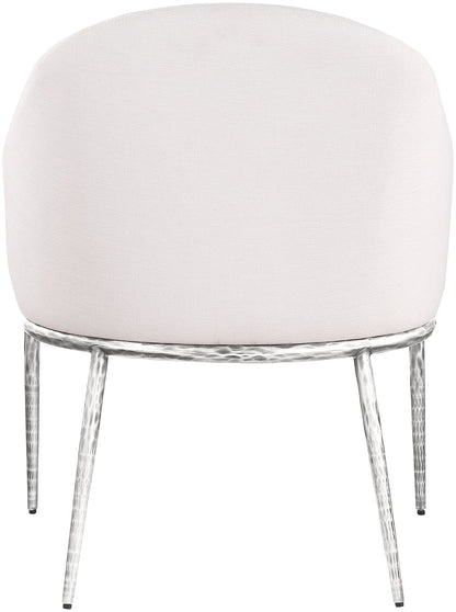 Ferro - Upholstered Dining Arm Chair With Brushed Silver Legs