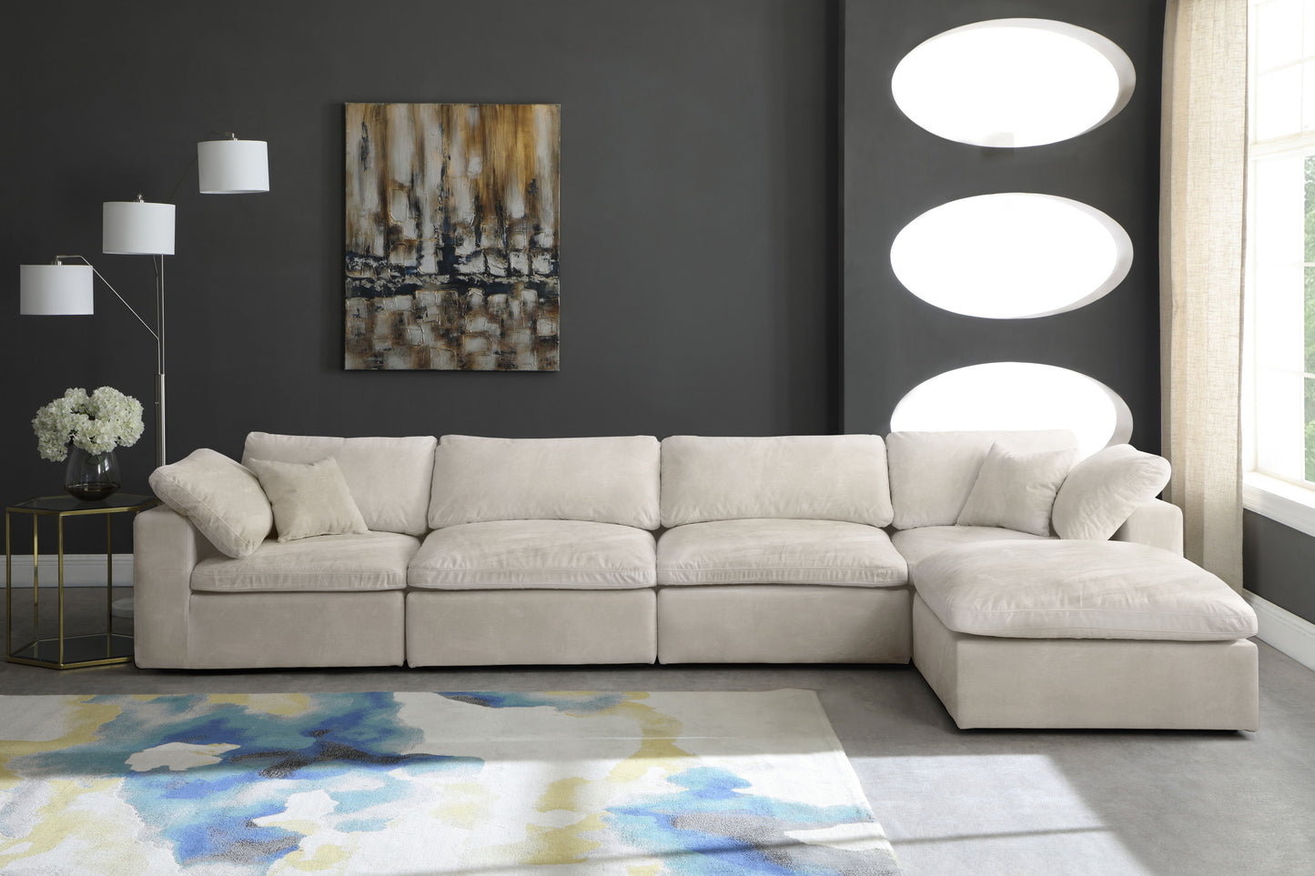 Cozy - 5 Piece Modular Sectional With Chaise