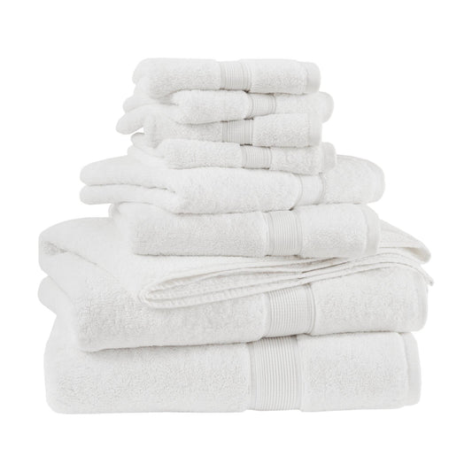 800GSM - 8 Piece Antimicrobial Towel Set - White