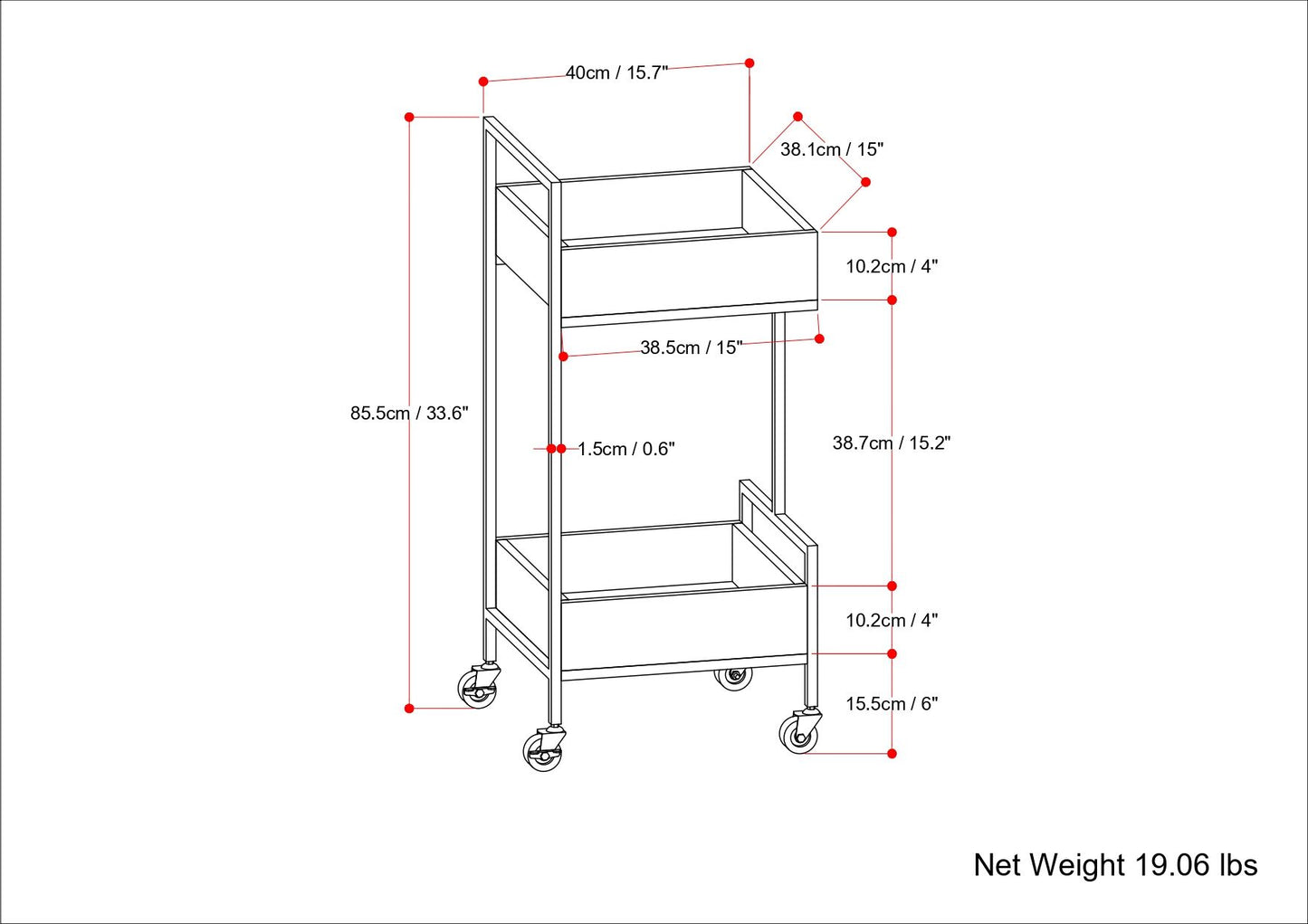 Hobbs - 16" Bar Cart - Natural