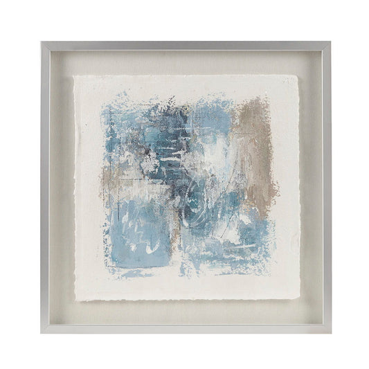 Ashlar - Hand Painted Abstract Framed Glass And Matted Wall Art - Blue