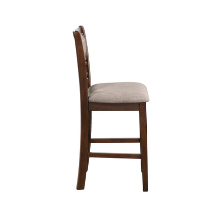 Gia - 3 Piece Dining Set (Counter Drop Leaf Table & 2 Chairs) - Cherry - Fabric