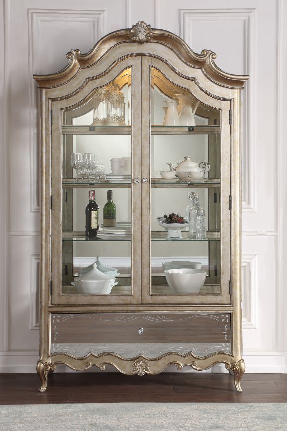 Esteban - Curio - Mirrored & Antique Champagne Finish