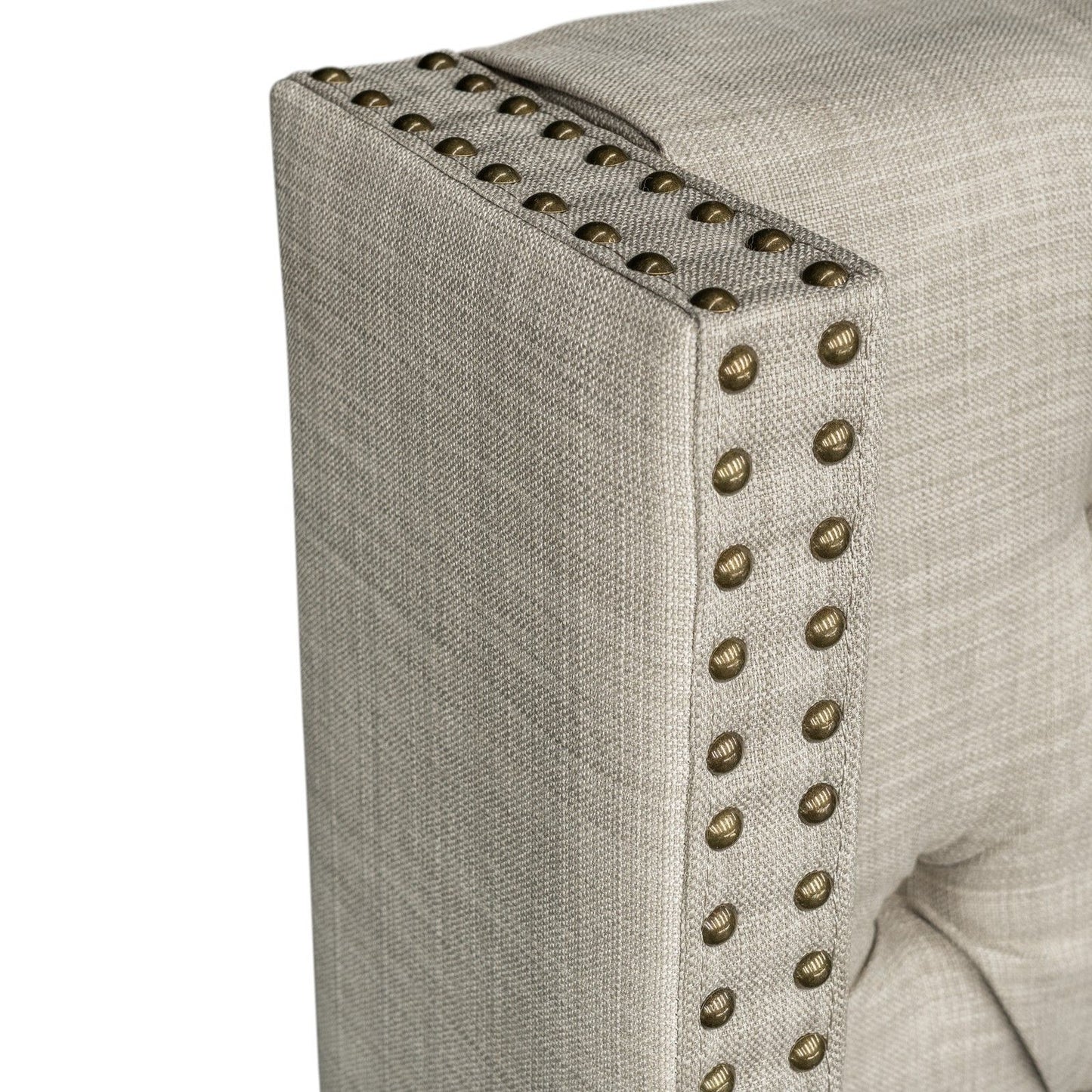 Amelia - Upholstered Wingback Headboard With Button Tufting & Nailhead Trim Woven - Beige
