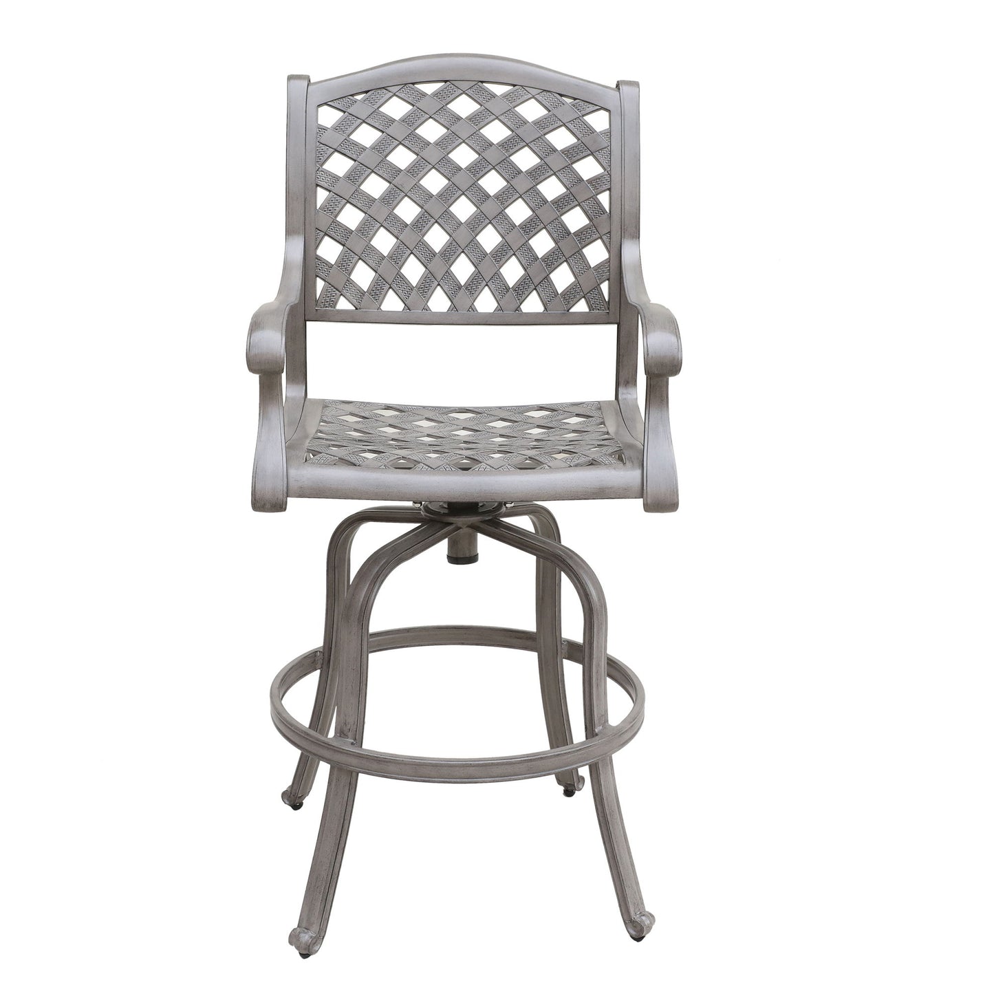 Cast Aluminum Bar Stool With Cushion (Set of 2) - Gray