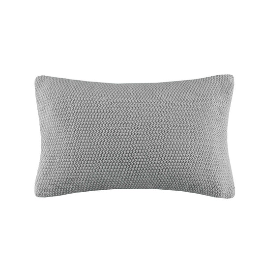 Bree Knit - Oblong Pillow Cover - Gray