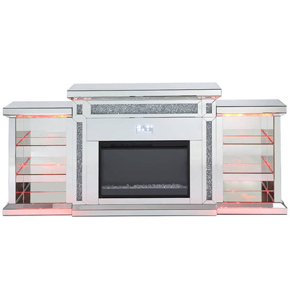 Noralie - Fireplace With LED & Bluetooth - Mirrored & Faux Diamonds