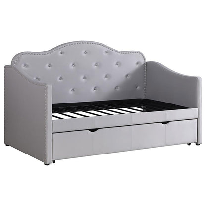 Elmore - Upholstered Twin Daybed With Trundle - Light Gray