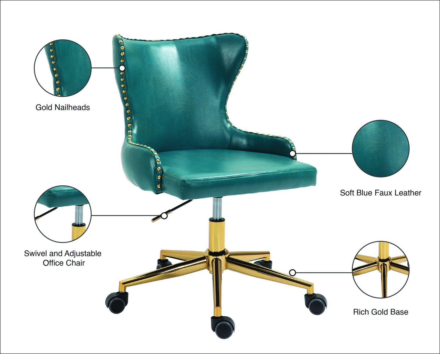 Hendrix - Office Chair with Gold Legs