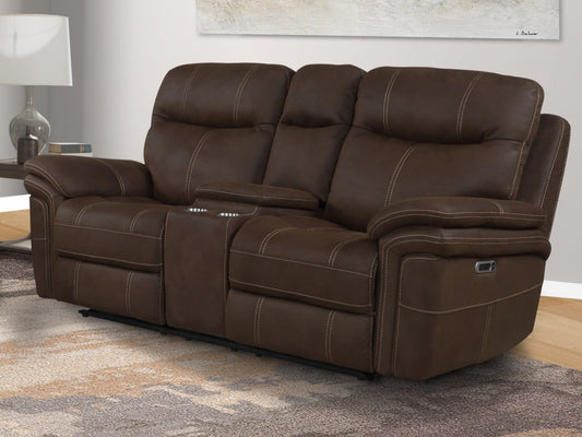 Mason - Power Console Loveseat - Dark Kahlua