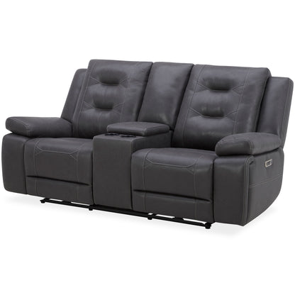 Caldwell - Power Console Loveseat - Tahoe Charcoal