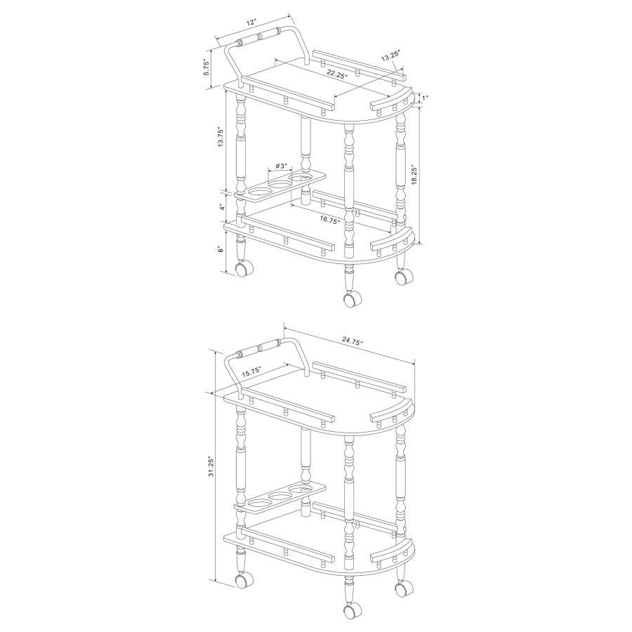 Palmer - 2-Tier Serving Cart - Merlot And Brass