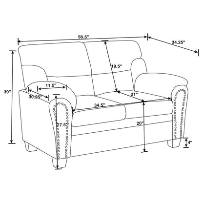 Clementine - Upholstered Padded Arm Loveseat