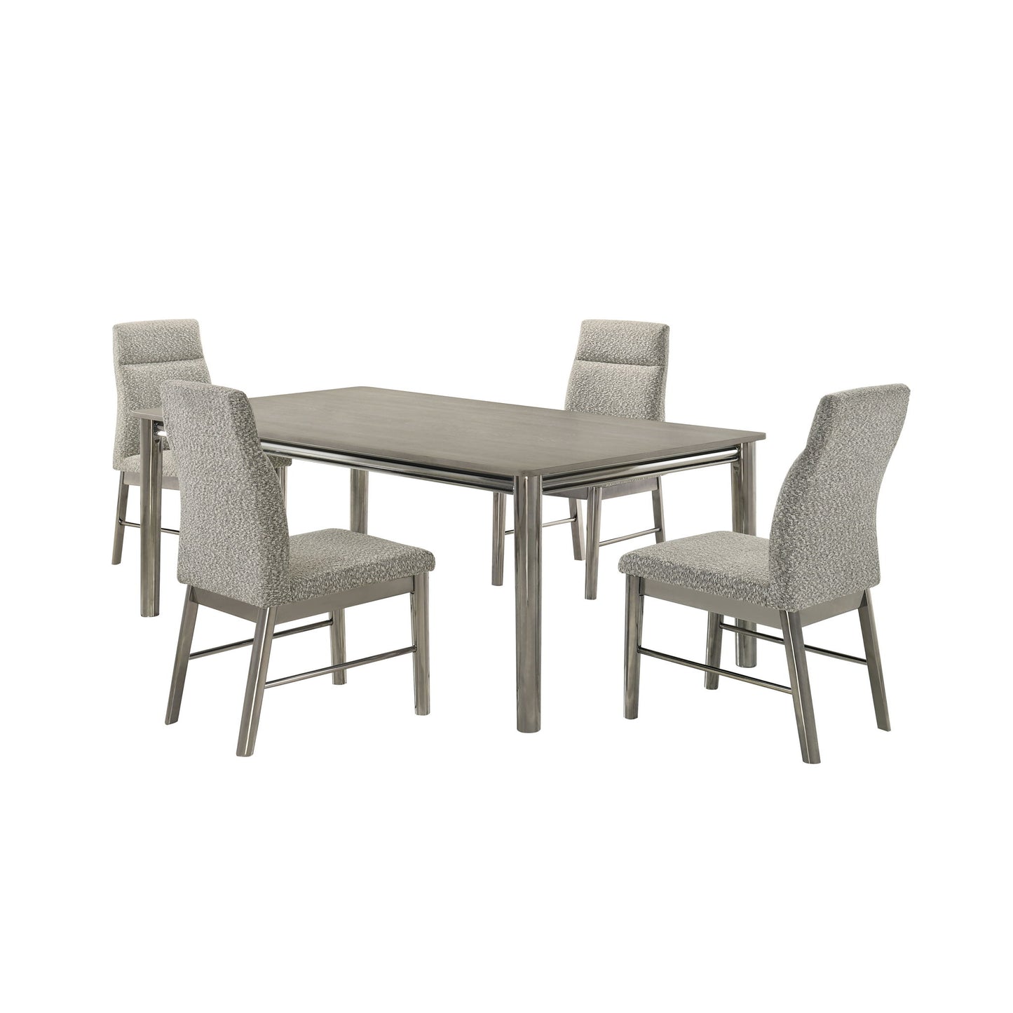 Lennox - 5 Piece Set - Dining Table With 4 Chairs - Gray / Silver