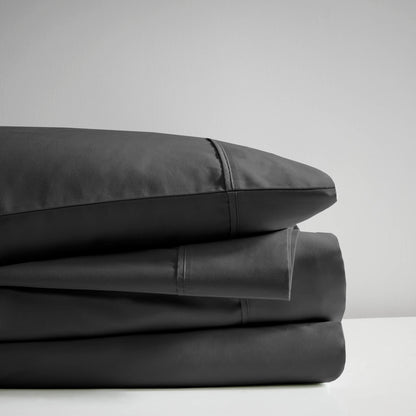 600 Thread Count - Queen Cooling Cotton Blend 4 Piece Sheet Set - Black