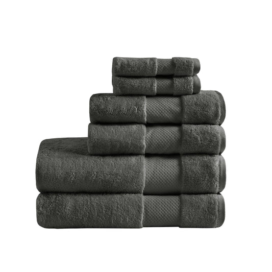 Turkish - 6 Piece Bath Towel Set - Charcoal