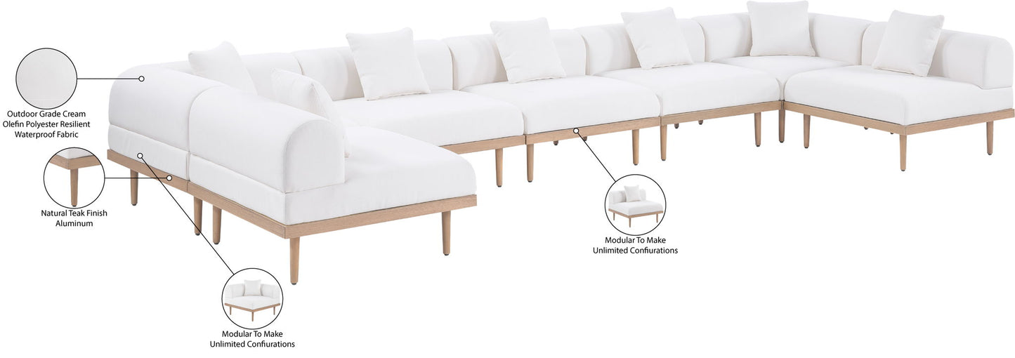 Laguna - 7 Piece Resilient Water Resistant Fabric 142" Upholstered Outdoor Patio Modular Sectional