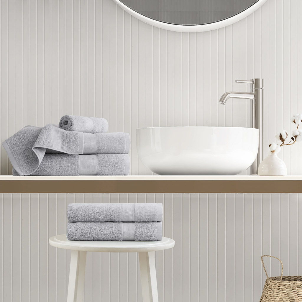 Premium Turkish Cotton 500GSM Plush 6 Piece Towel Set - Light Gray