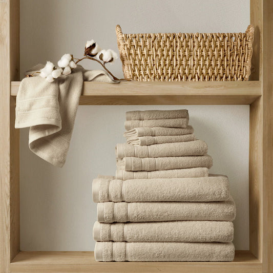 400GSM Essential Bundle - Quick Dry 100% Cotton Towel Set - Beige