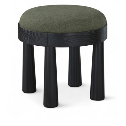 Larea - Linen Textured Fabric Ottoman - Black Base