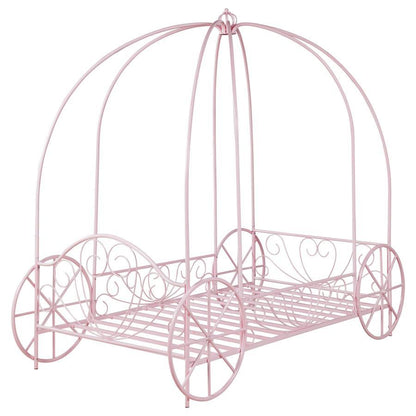 Massi - Metal Twin Canopy Bed - Powder Pink