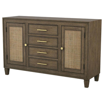 Matisse - 4-Drawer Dining Sideboard Buffet Cabinet With Rattan Cabinet Doors - Brown