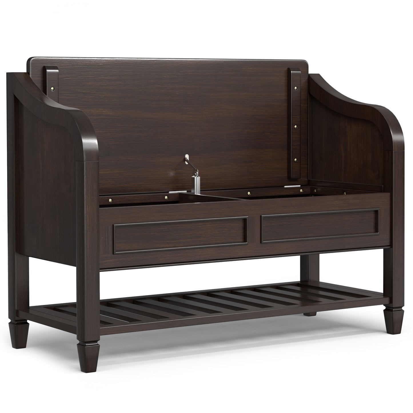 Connaught - Entryway Storage Bench with Shelf - Chestnut Brown